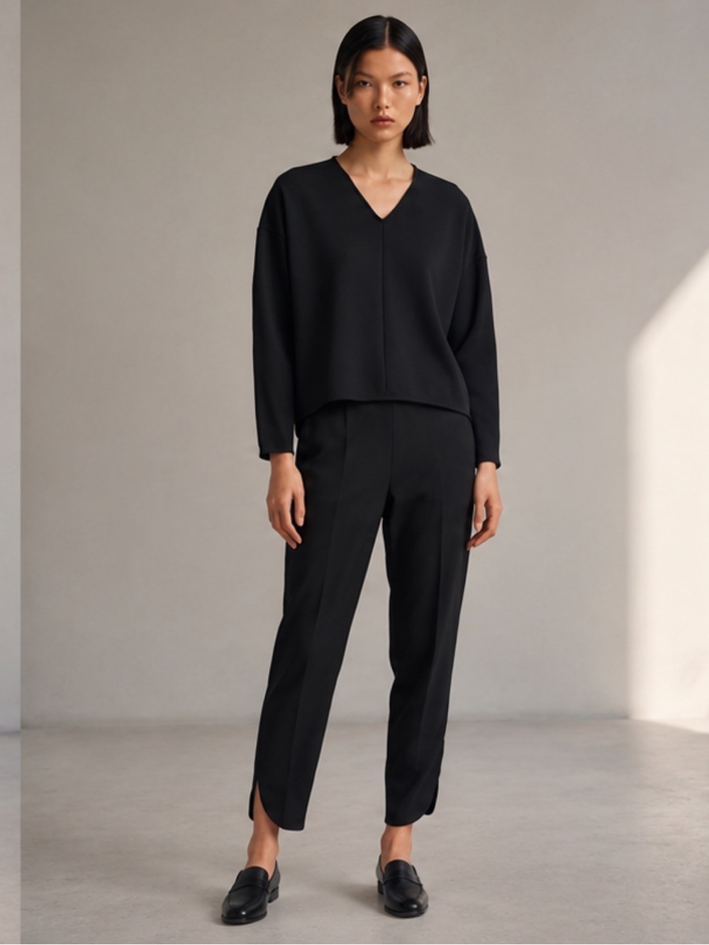 Theory Sculpted V-Neck Top in Double-Knit Jersey Clean Sweat Shirt Size Size S